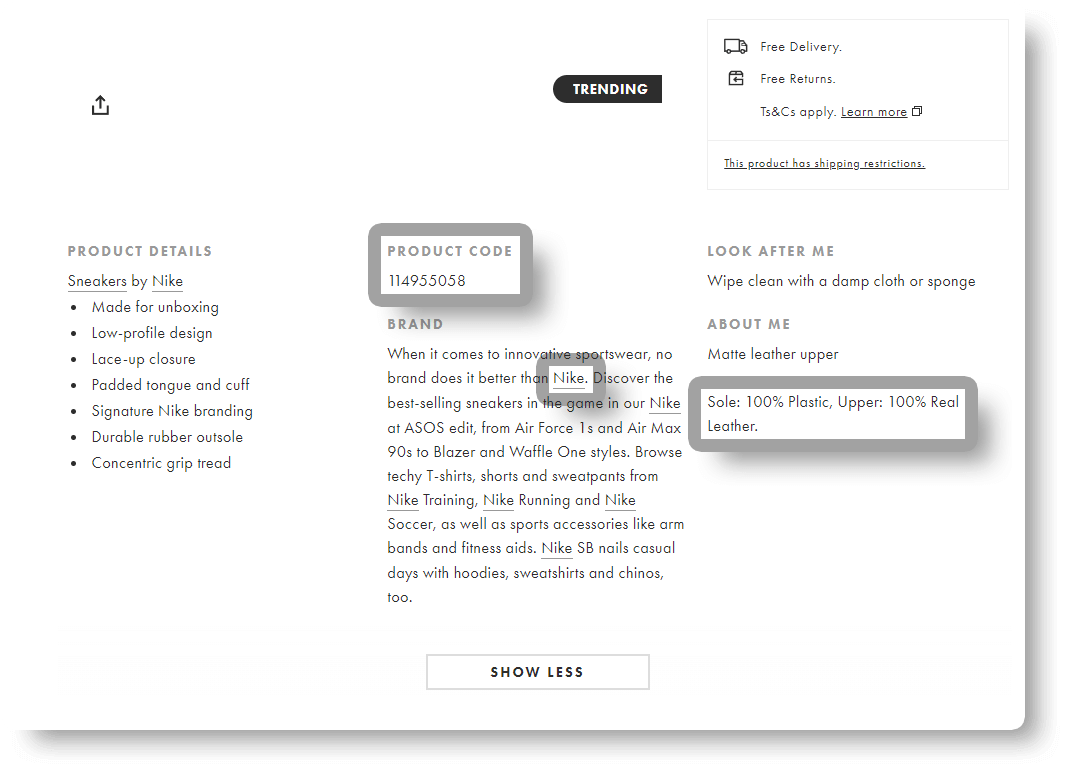 Scrape Asos Product Data